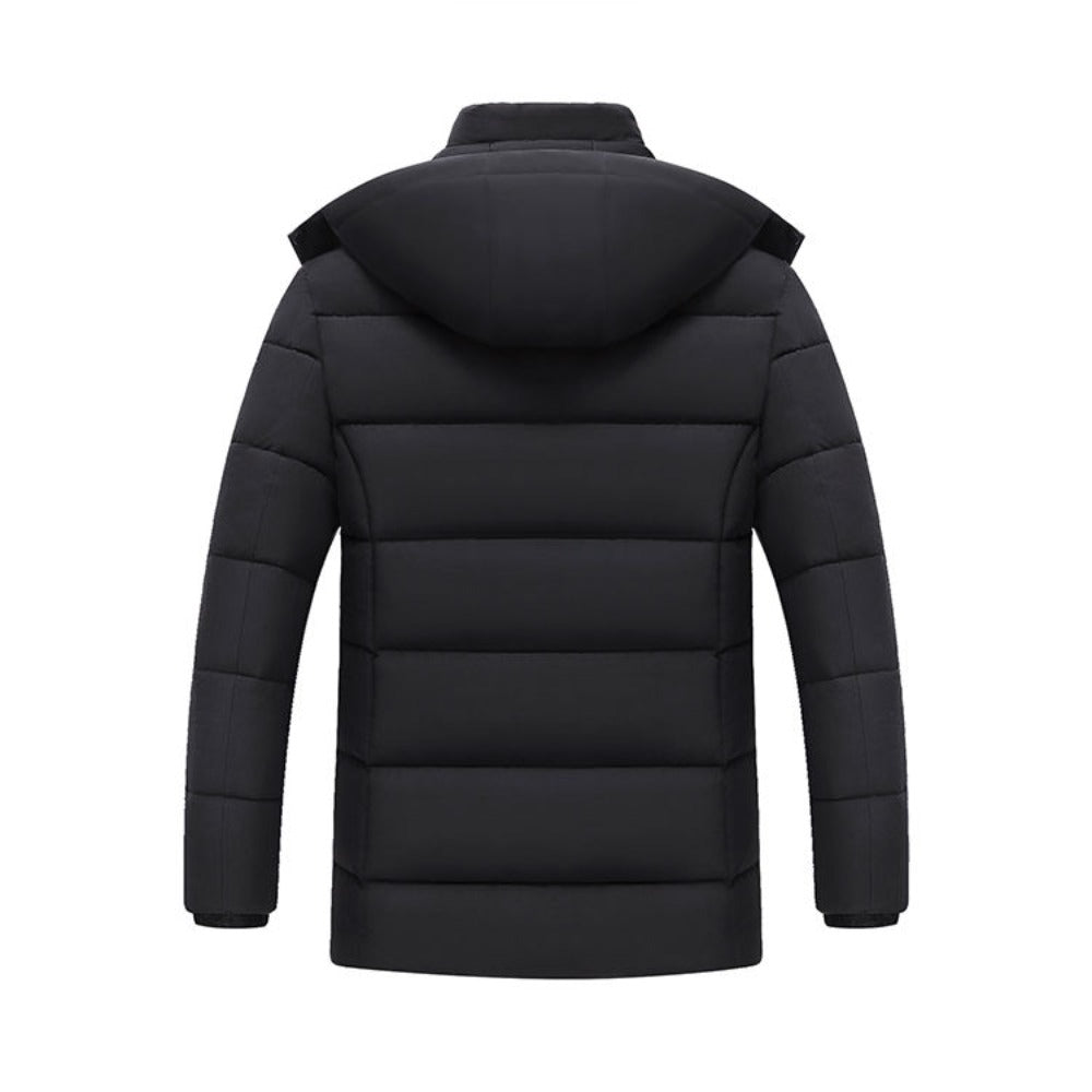 Hooded Fleece Lined Winter Coat with Zipper for Men - Carmela