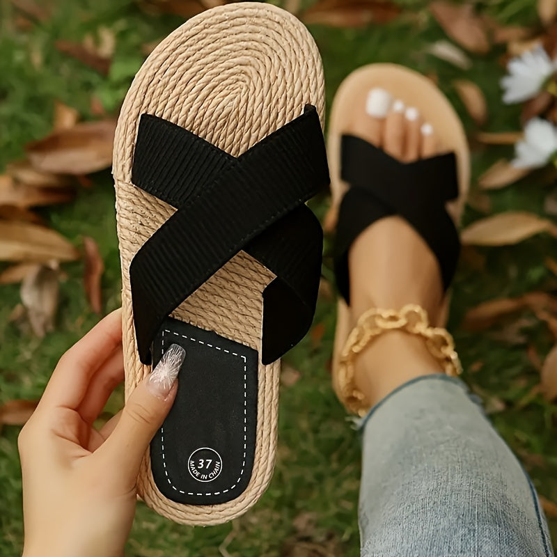 Women’s Lightweight Cross Band Sandals for Summer Beach Wear