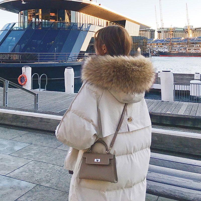 Long Puffer Coat with Fur Hood for Women - Diana