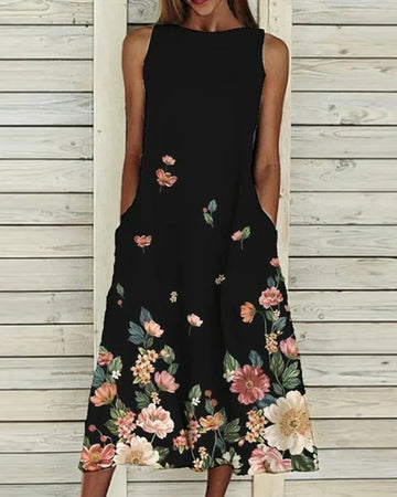 Breathable Floral Dress for Women – Midi Length