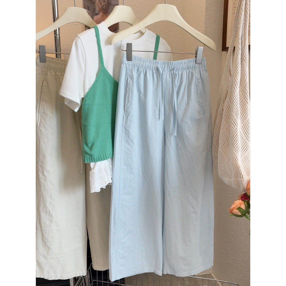 Drawstring Waist Wide-Leg Trousers for Women - Susanna