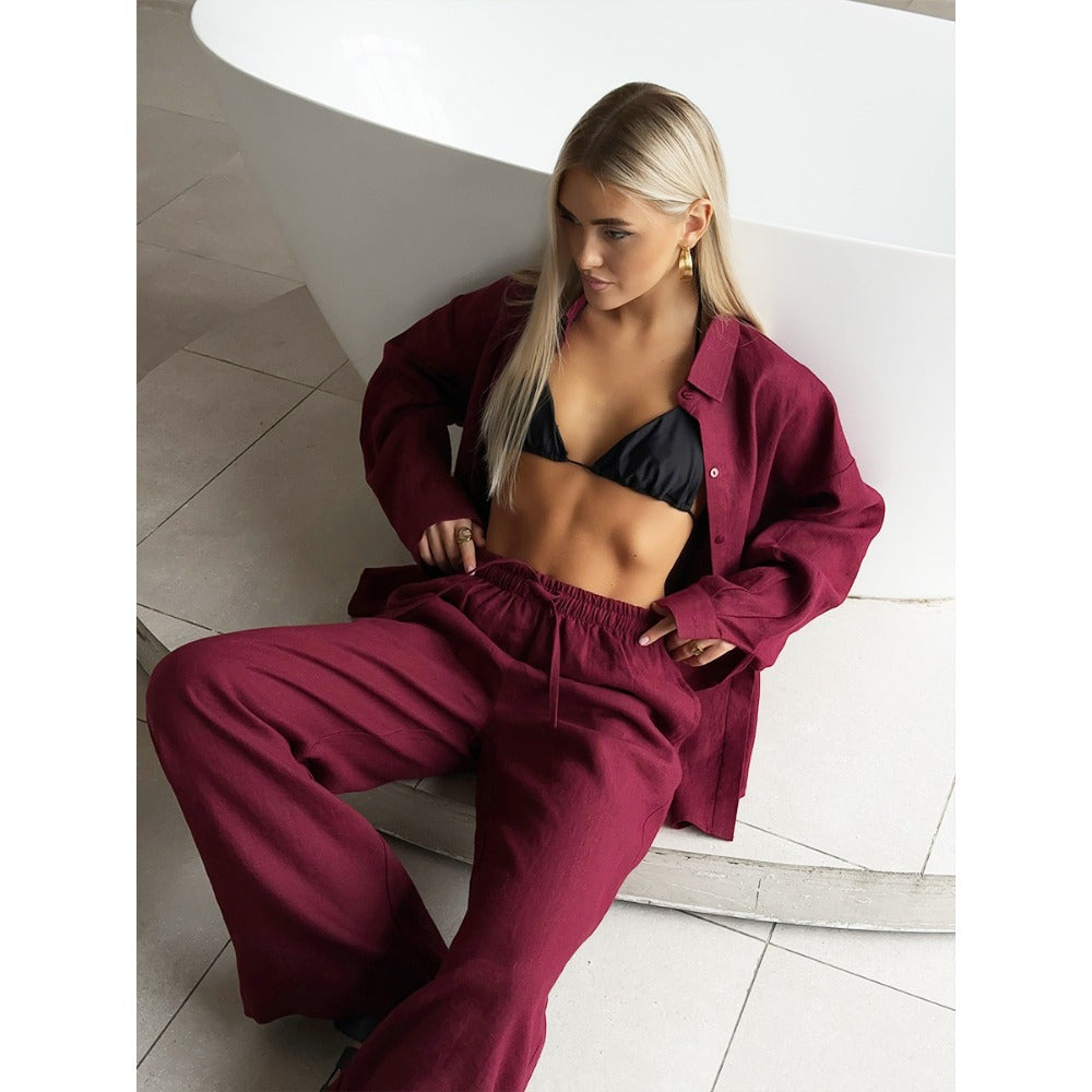 Linen Shirt and Pants Set for Women - Francesca