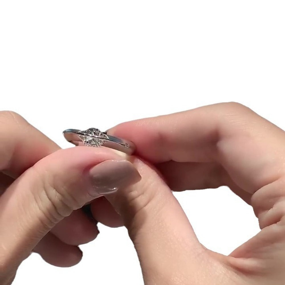 Sterling Silver Round Cut Zircon Stone Ring for Women - Fiammetta