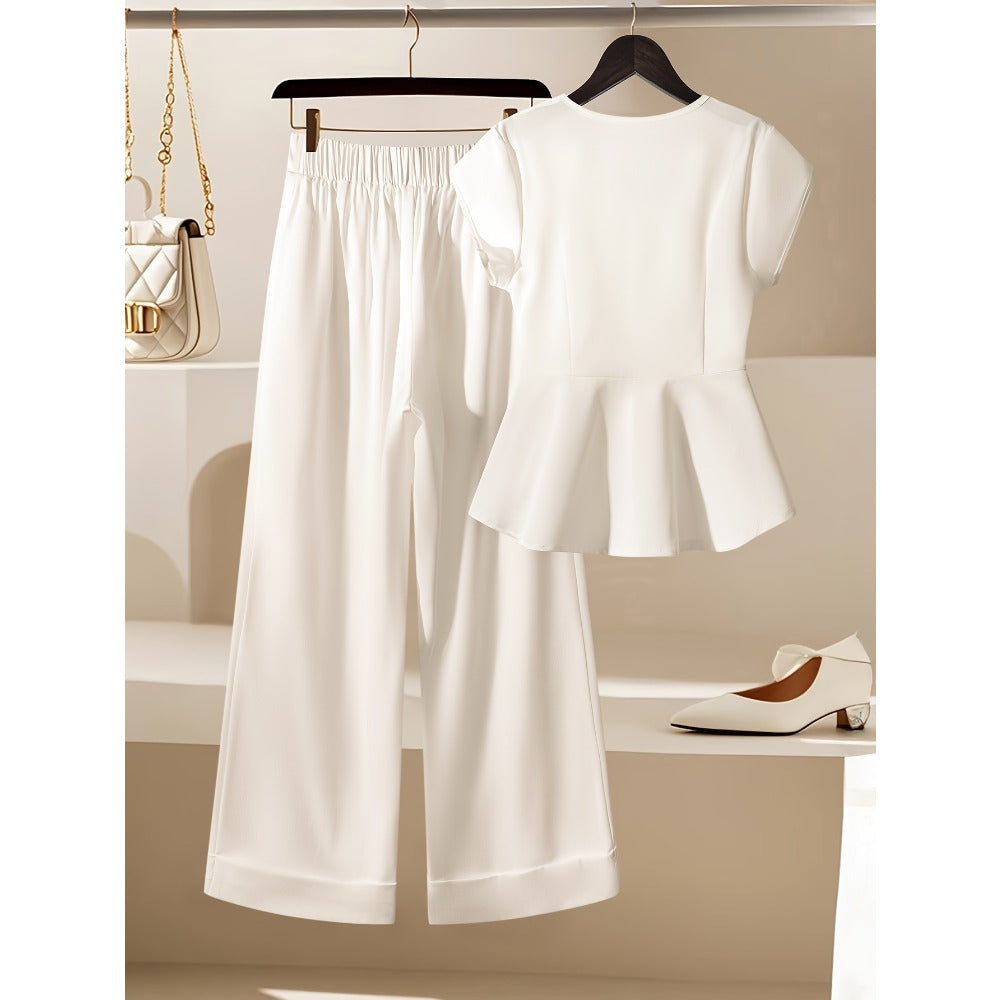 Sleeveless Top and Wide Leg Pants Set for Women - Valentina