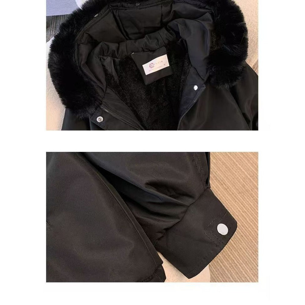 Hooded Parka Jacket with Fur Collar for Women - Nicoletta