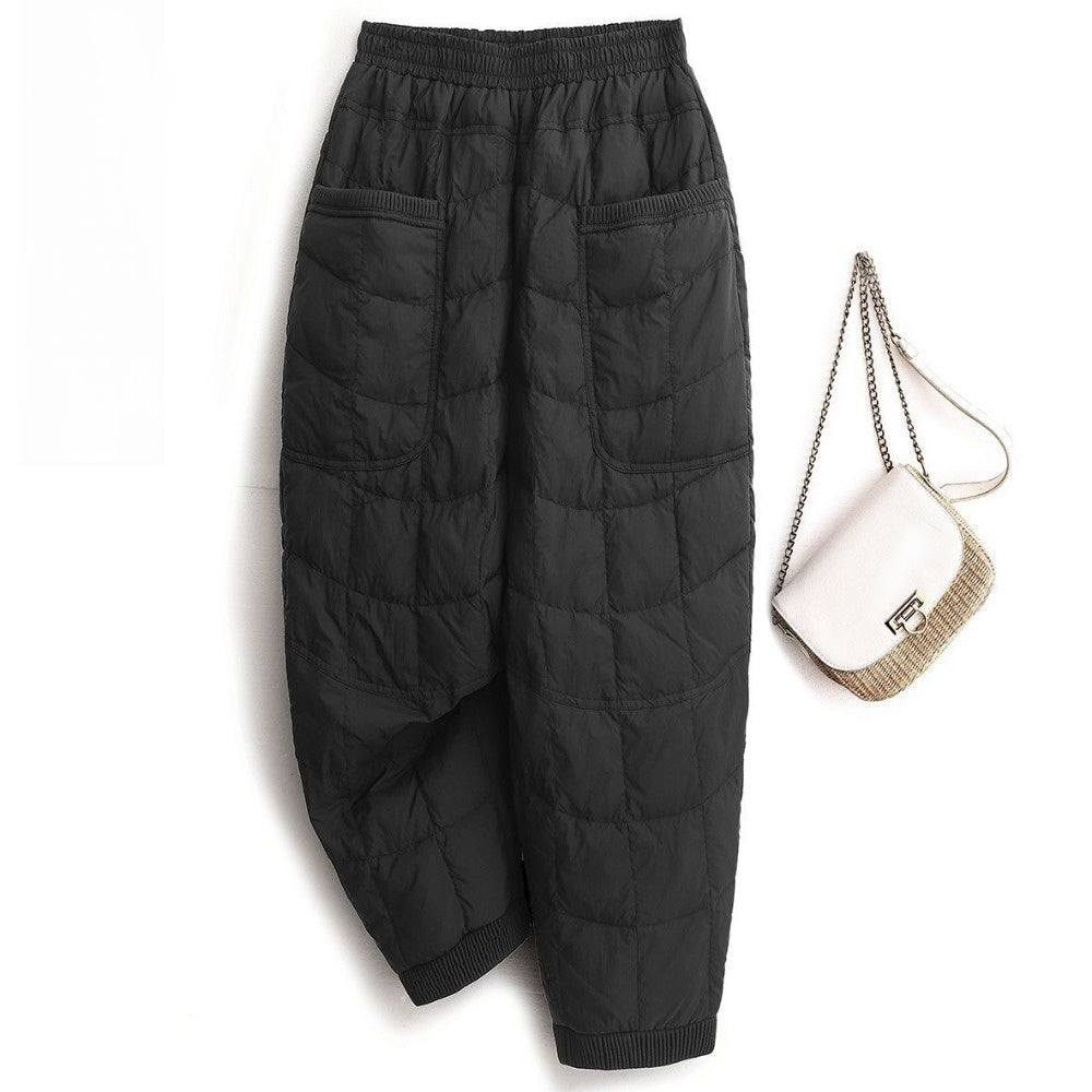 Quilted Harem Pants with Pockets for Women - Eliana