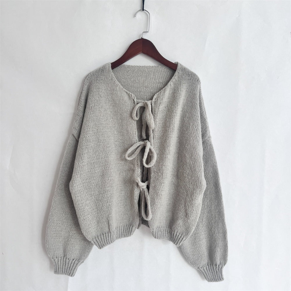 Knit Cardigan with Front Tie Closure for Women - Emma