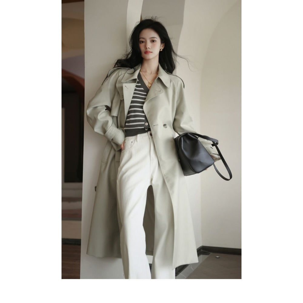 Double Breasted Trench Coat with Belt for Women - Mirella