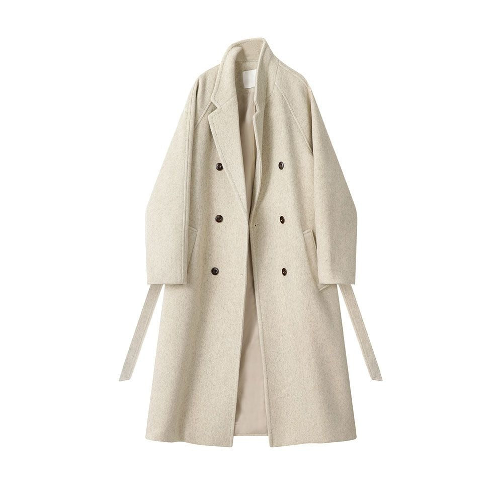 Double Breasted Long Coat with Belt for Women - Lucia