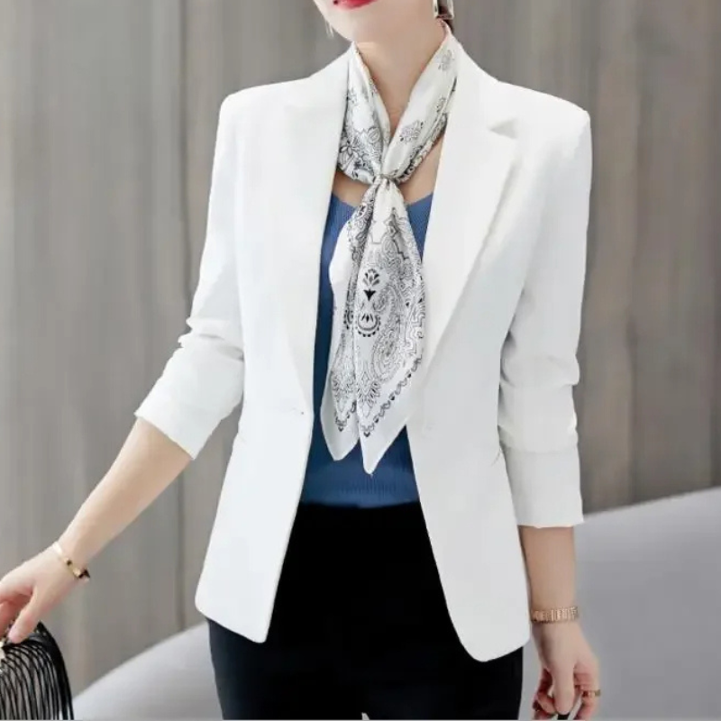 Women’s Blazer with One Button Closure and Notch Lapel