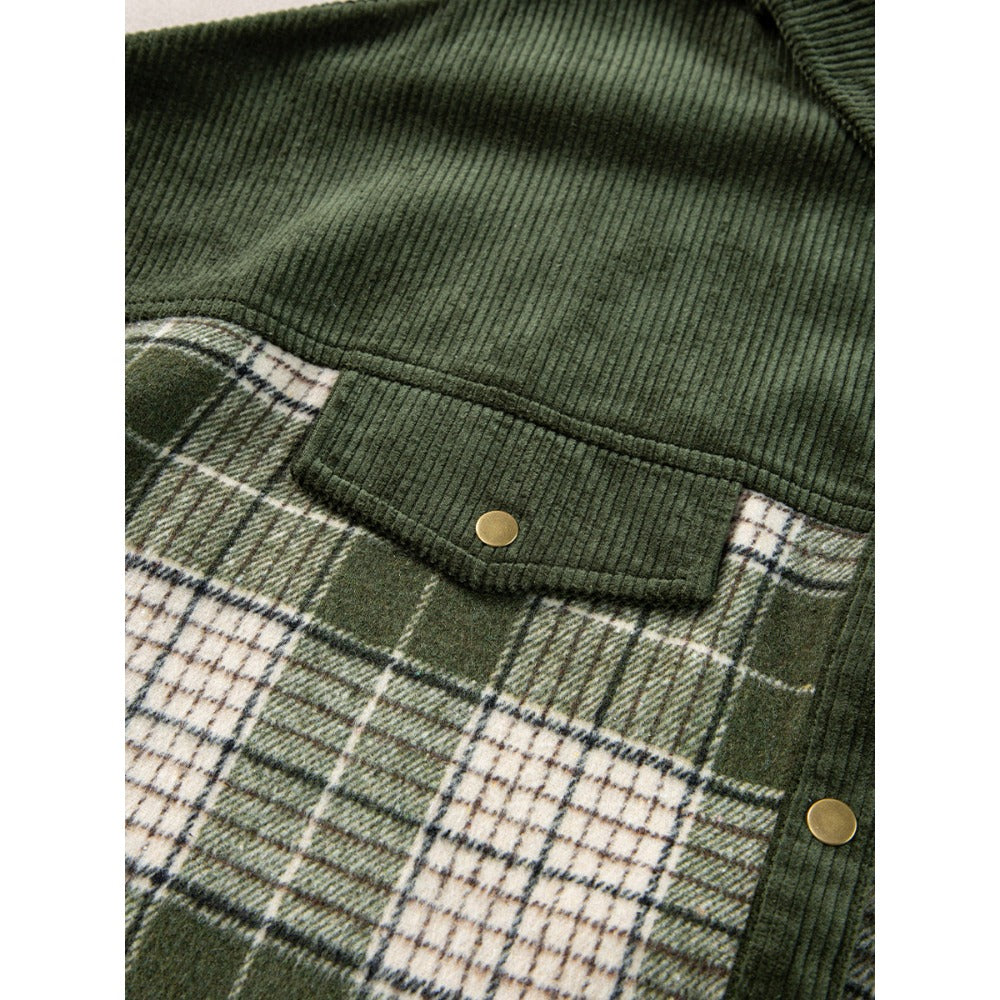 Green Plaid Button Down Long Sleeve Shirt for Women - Concetta