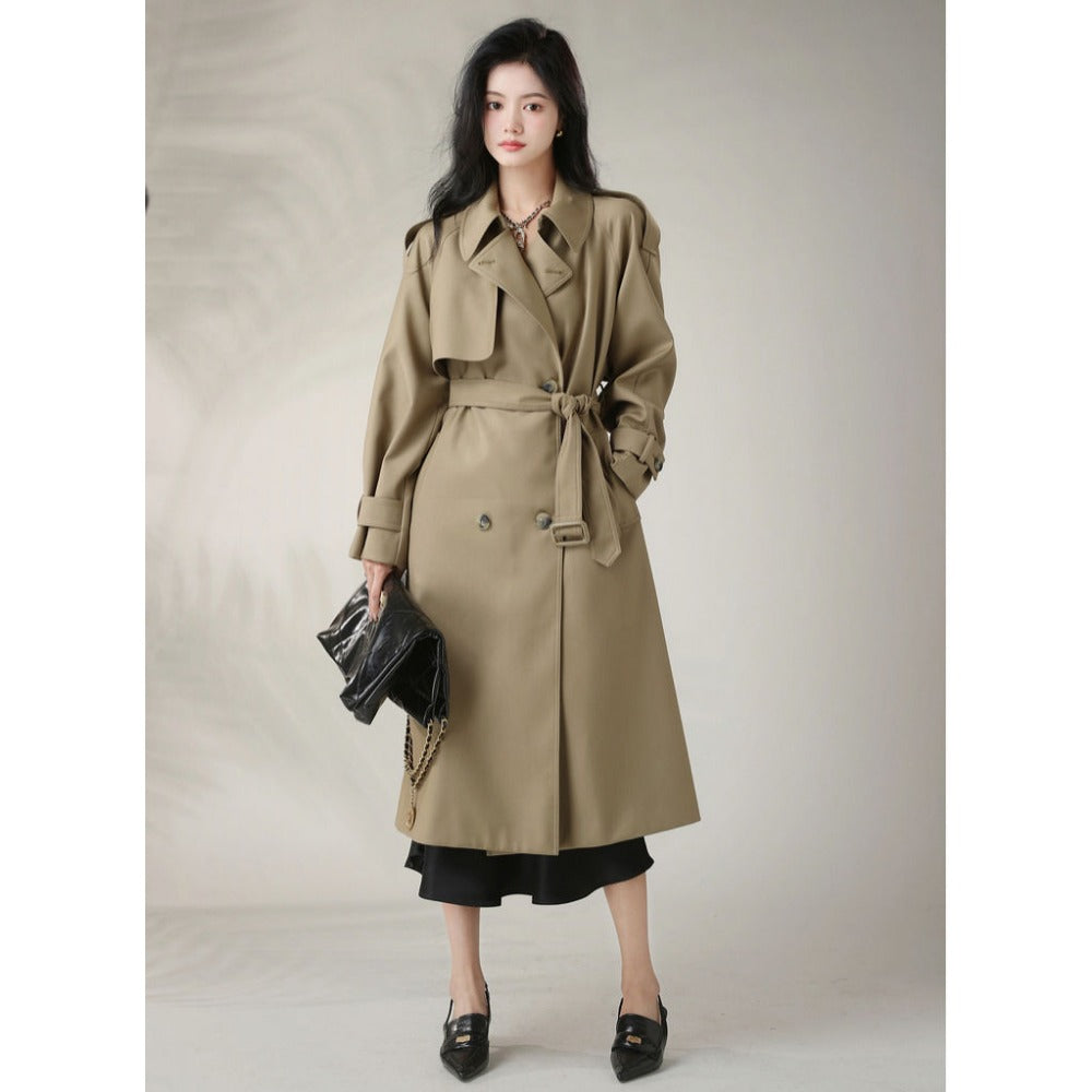 Double Breasted Trench Coat with Belt for Women - Mirella