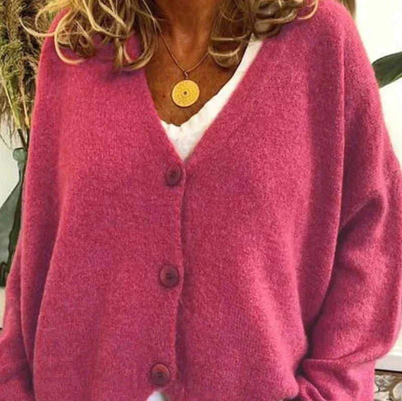 Women’s V Neck Cardigan with Button Front Closure