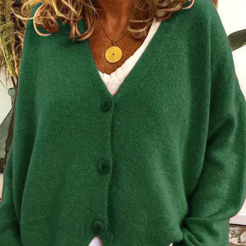 Women’s V Neck Cardigan with Button Front Closure