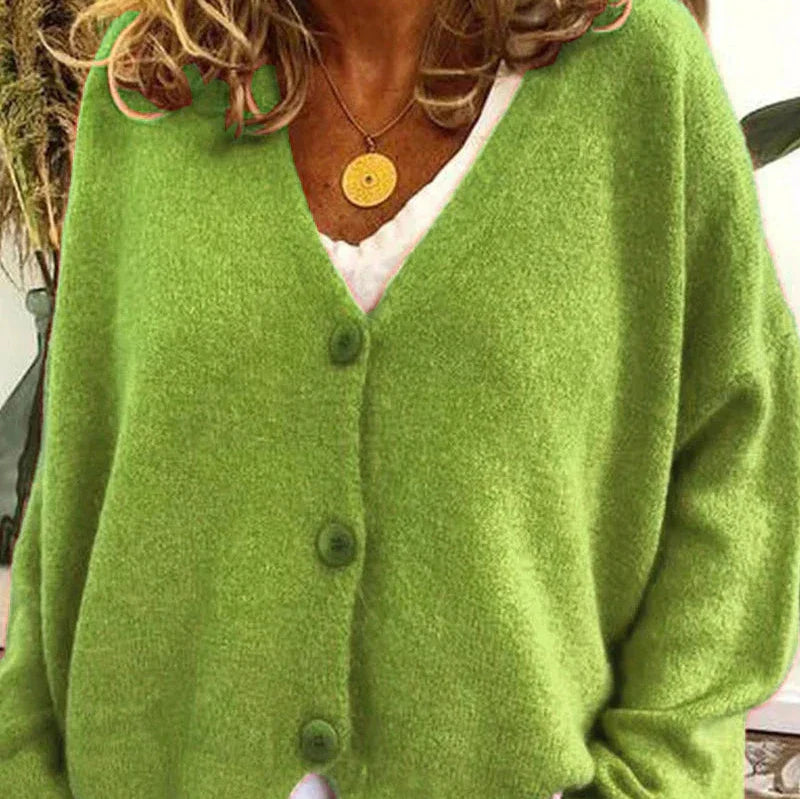 Women’s V Neck Cardigan with Button Front Closure