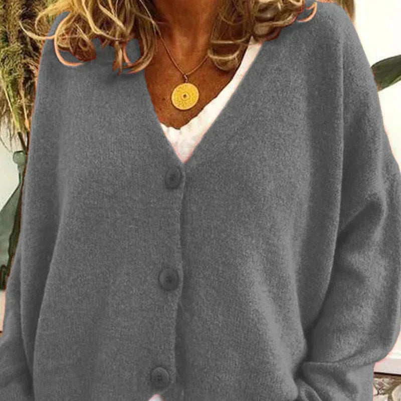 Women’s V Neck Cardigan with Button Front Closure