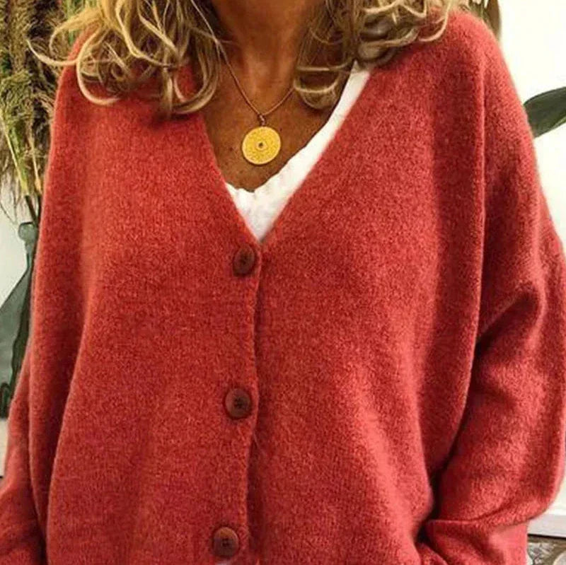 Women’s V Neck Cardigan with Button Front Closure