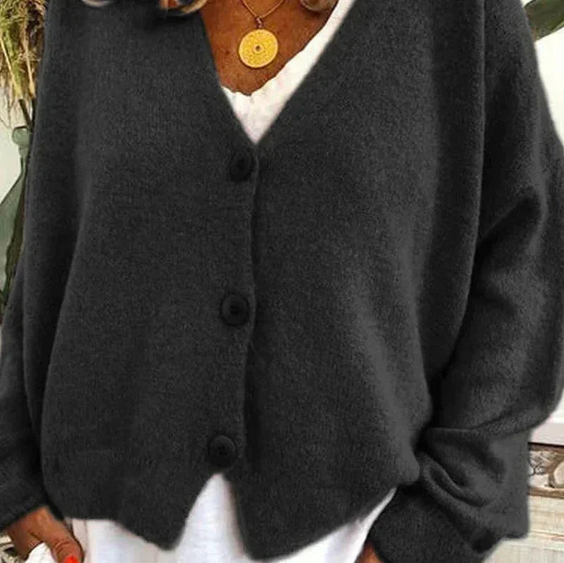 Women’s V Neck Cardigan with Button Front Closure