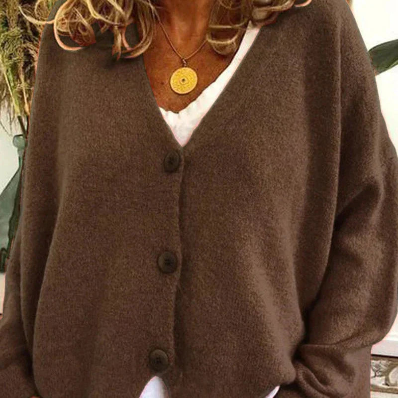 Women’s V Neck Cardigan with Button Front Closure