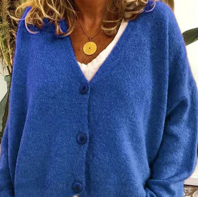 Women’s V Neck Cardigan with Button Front Closure
