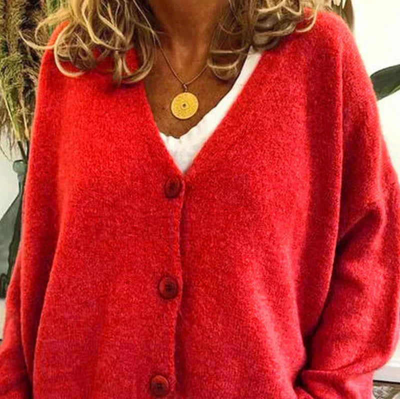 Women’s V Neck Cardigan with Button Front Closure