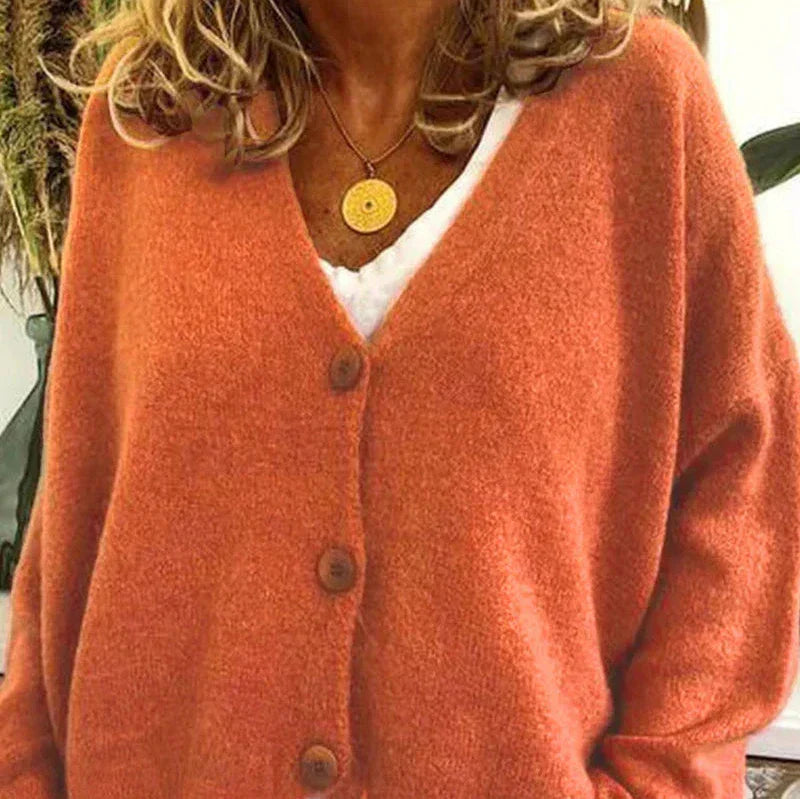 Women’s V Neck Cardigan with Button Front Closure