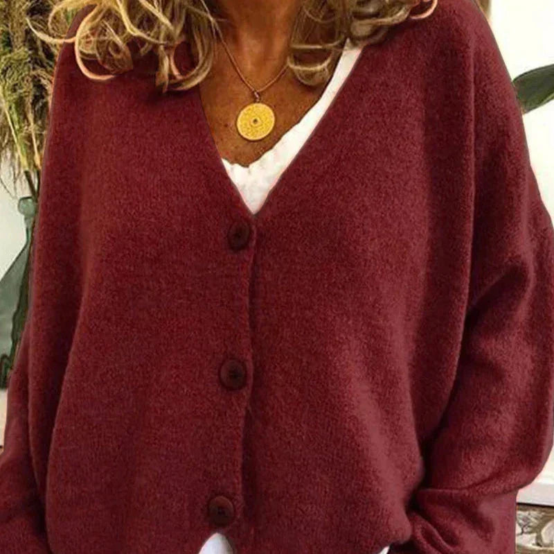 Women’s V Neck Cardigan with Button Front Closure