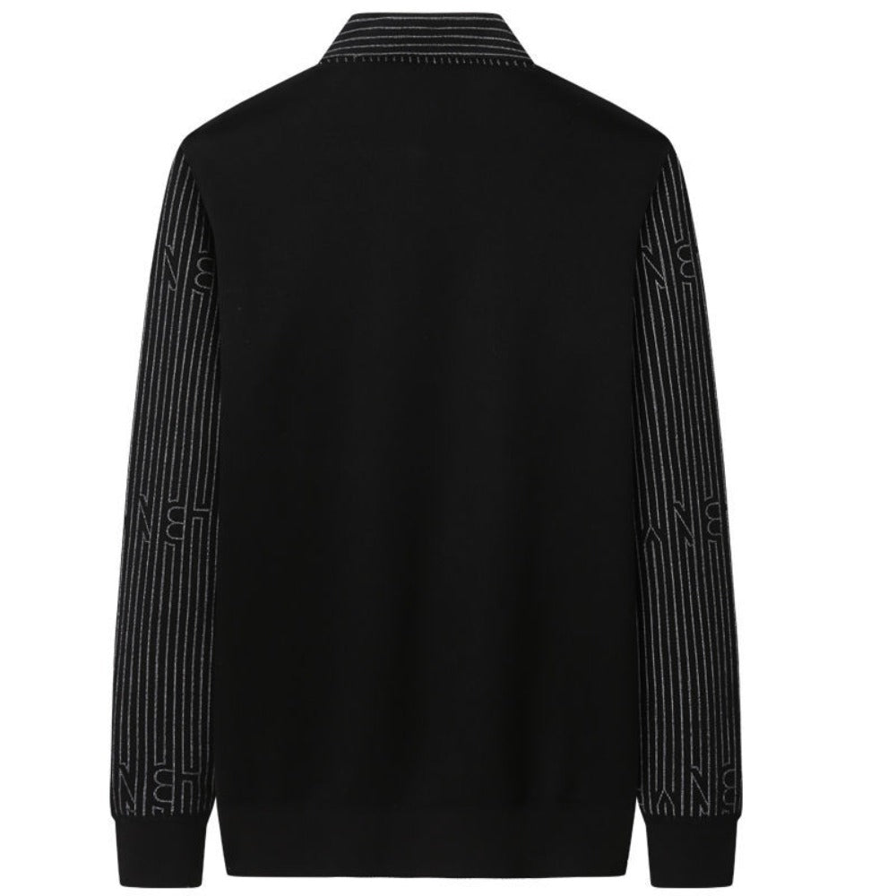 Fleece Lined V Neck Sweater with Collar for Men - Sibilla