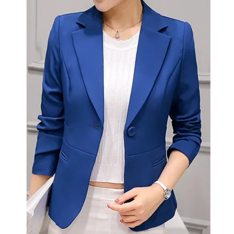 Women’s Blazer with One Button Closure and Notch Lapel