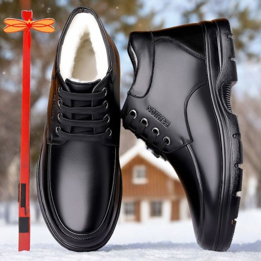 Leather Fleece Lined Winter Boots for Men - Serena
