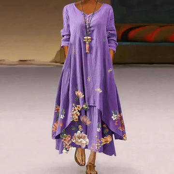 Breathable Lined Maxi Dress for Women – Long Sleeve Summer Style