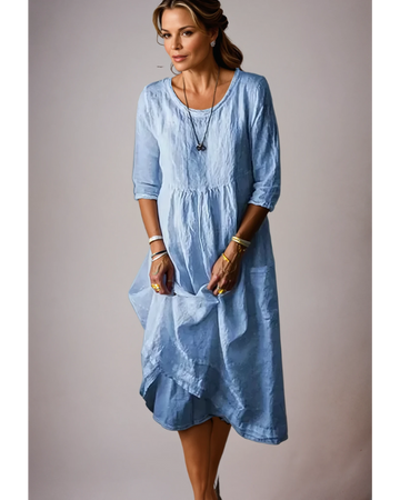 Stylish Midi Dress with 3/4 Sleeves for Women
