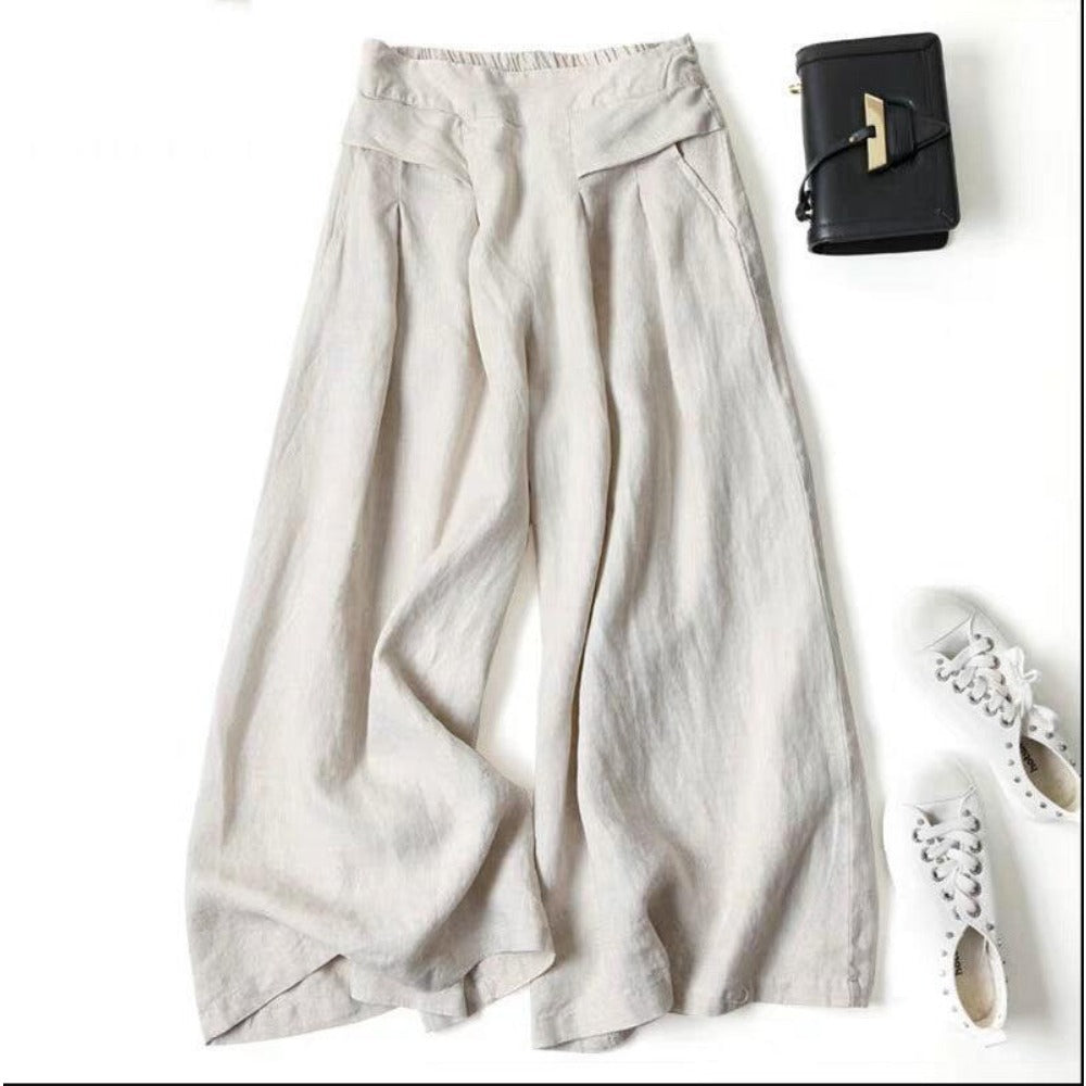 Wide-Leg High-Waisted Pants with Pleats for Women - Sonia
