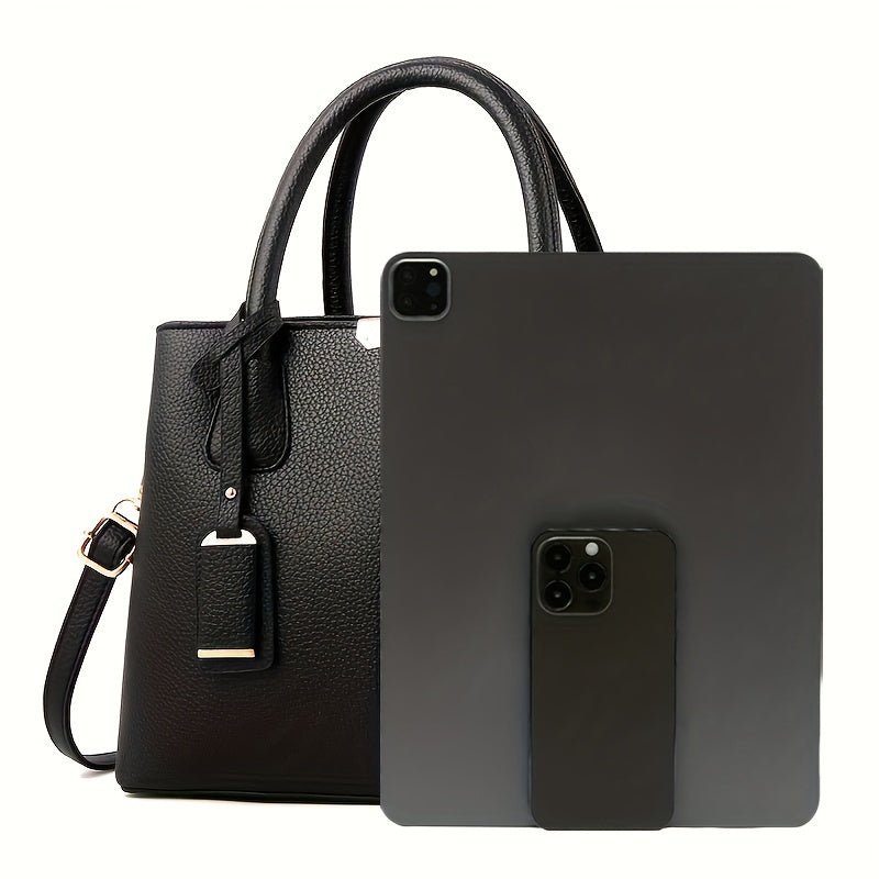 Women’s Leather Handbag with Structured Tote and Crossbody Strap