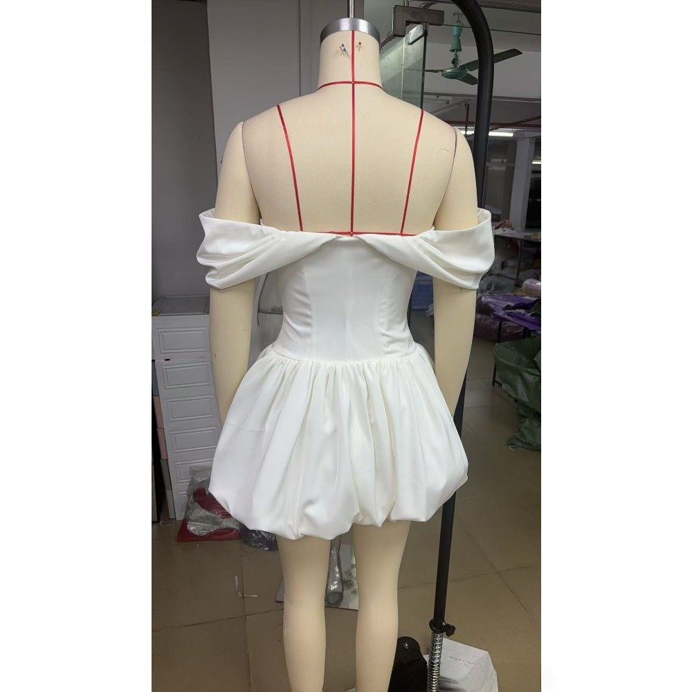 Off Shoulder Mini Dress with Bubble Skirt for Women - Lara