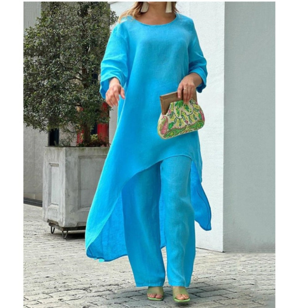 Long Tunic with Wide Leg Pants for Women - Sabrina