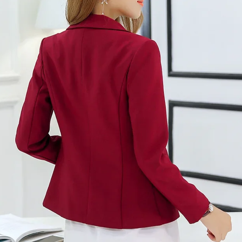 Women’s Blazer with One Button Closure and Notch Lapel