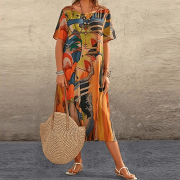 Comfortable Printed Midi Summer Dress for Women | Lightweight Casual Style