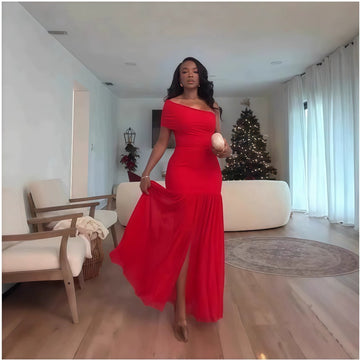 One Shoulder Maxi Dress with Side Slit for Women - Letizia