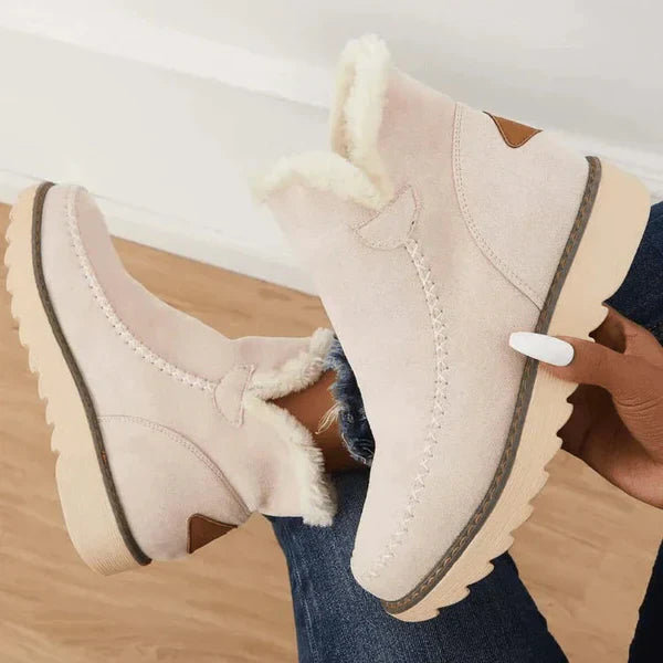 Soft Lined Ankle Boots with Sawtooth Sole for Women