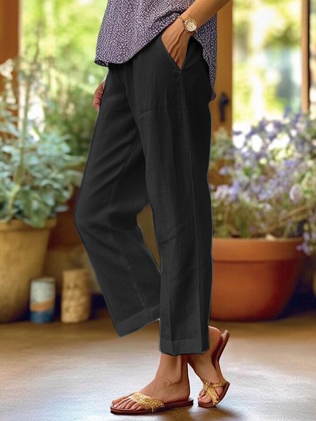 Breathable Loose Linen Wide Leg Casual Trousers for Women