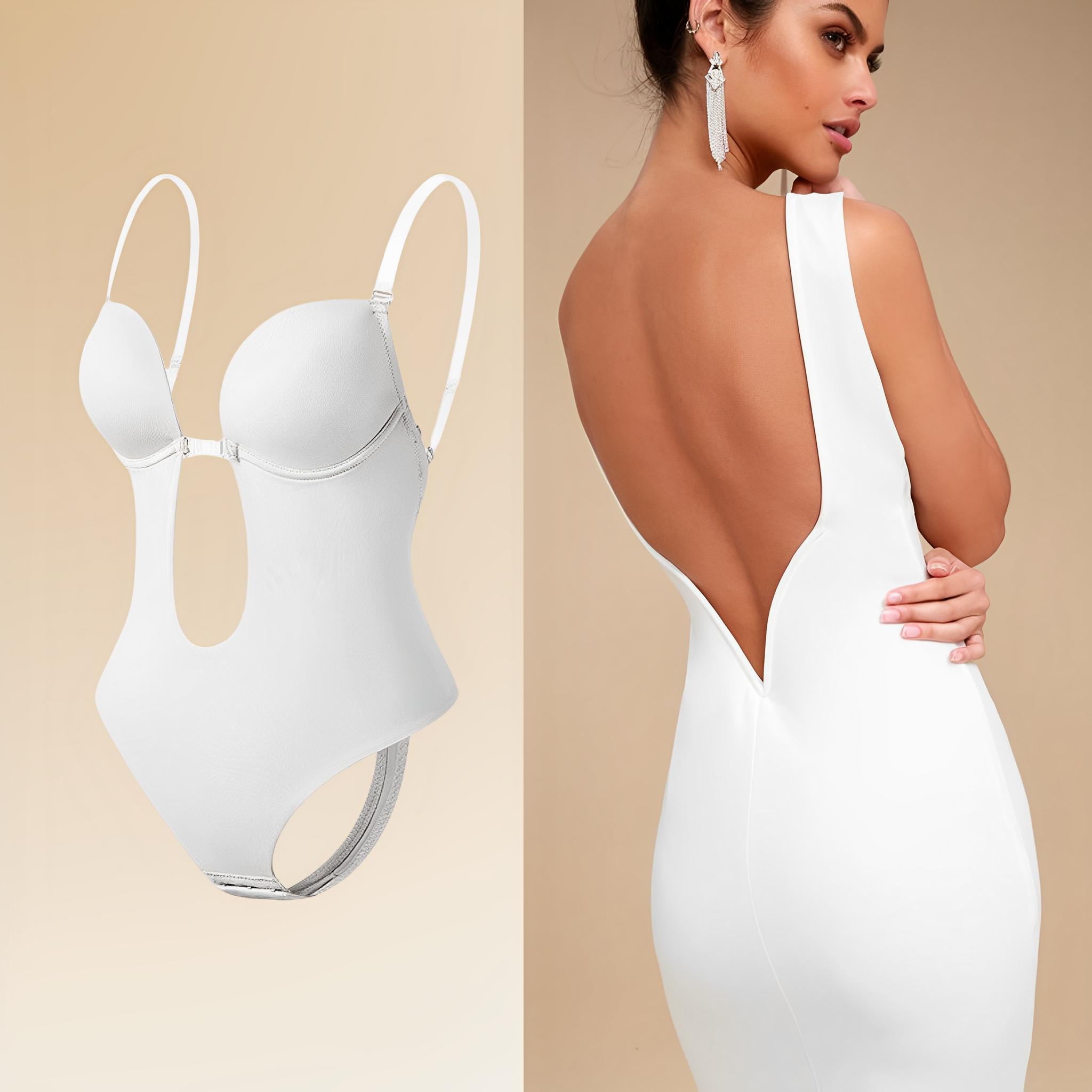 Women’s Elegant Backless Bodysuit Bra with Support