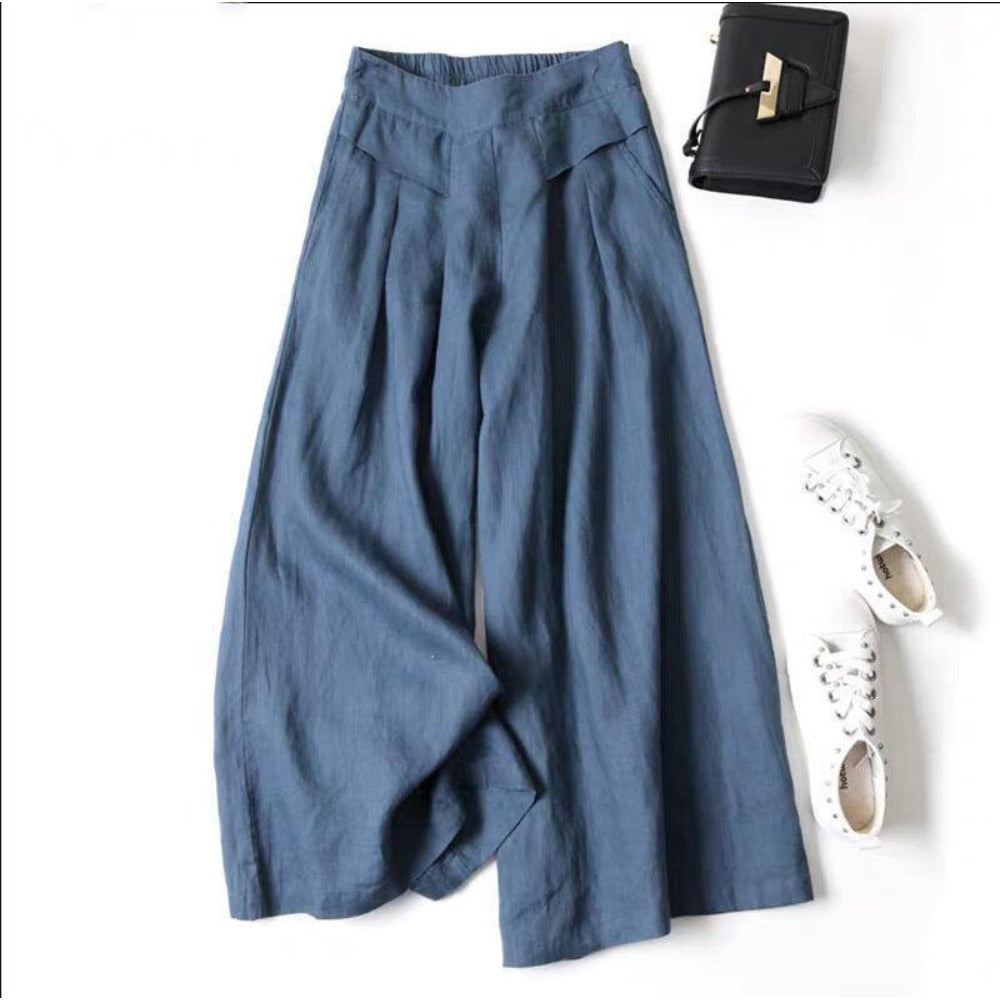 Wide-Leg High-Waisted Pants with Pleats for Women - Sonia