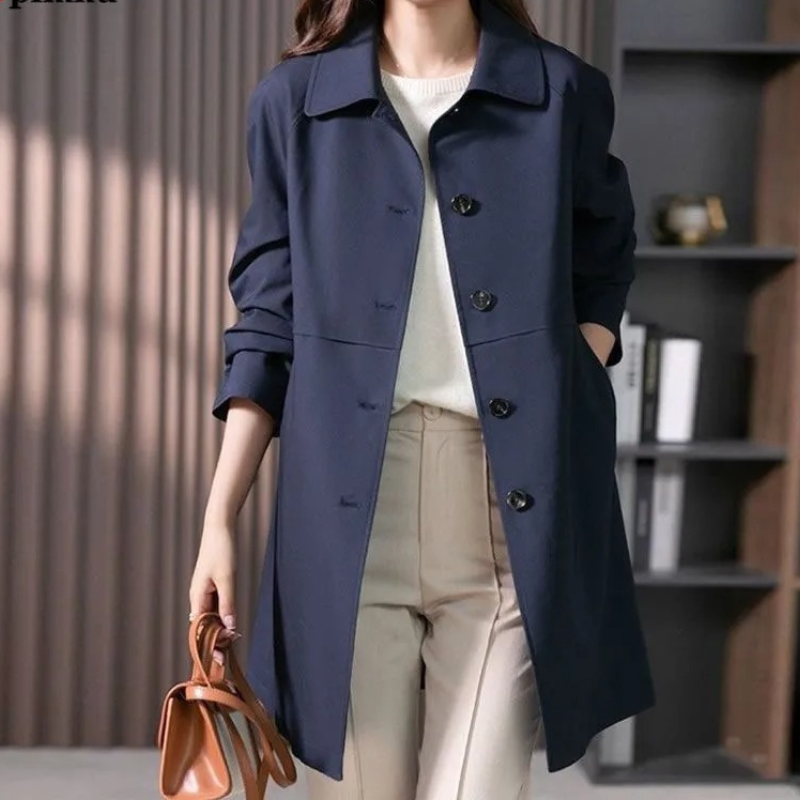 Women’s Short Trench Coat with Single Button