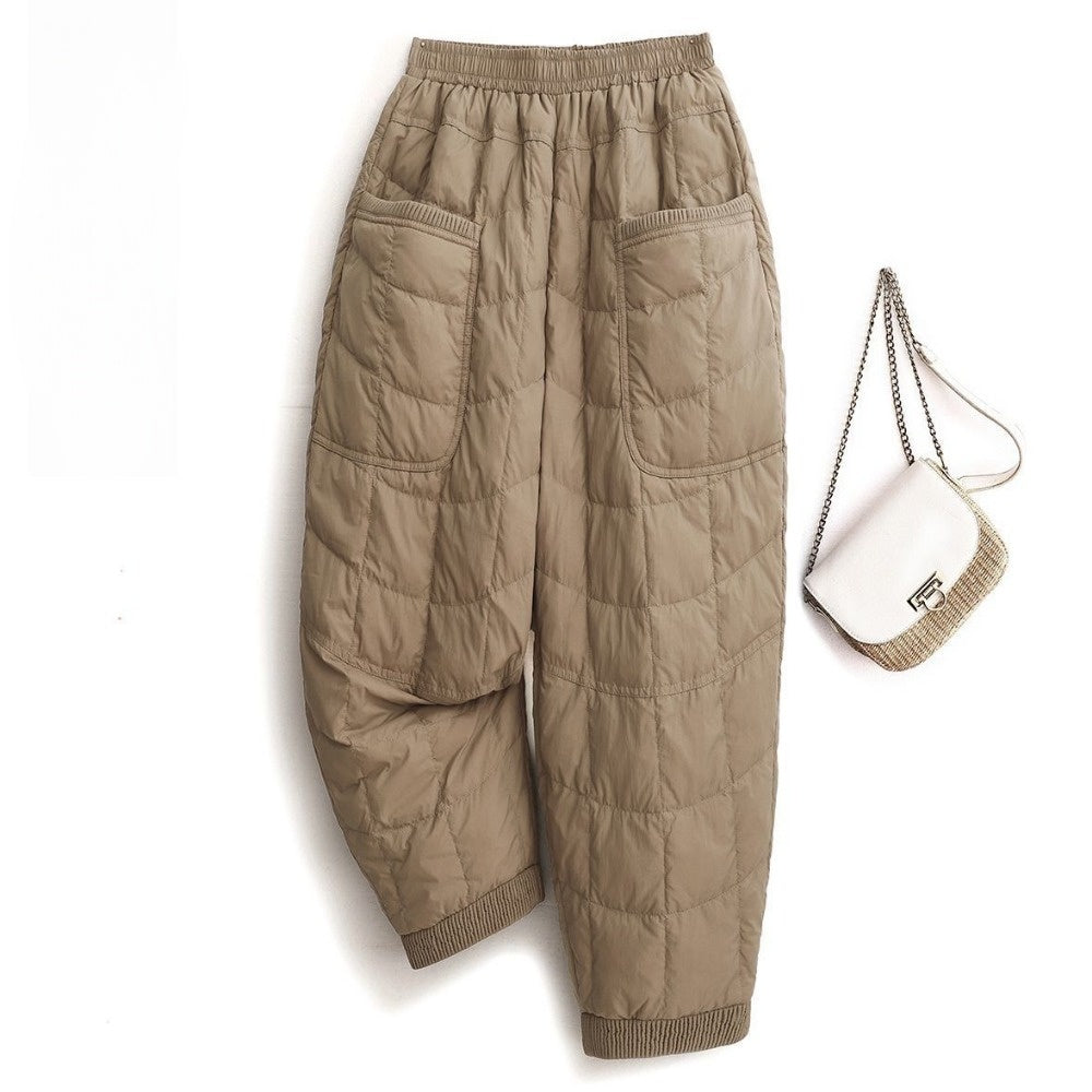 Quilted Harem Pants with Pockets for Women - Eliana