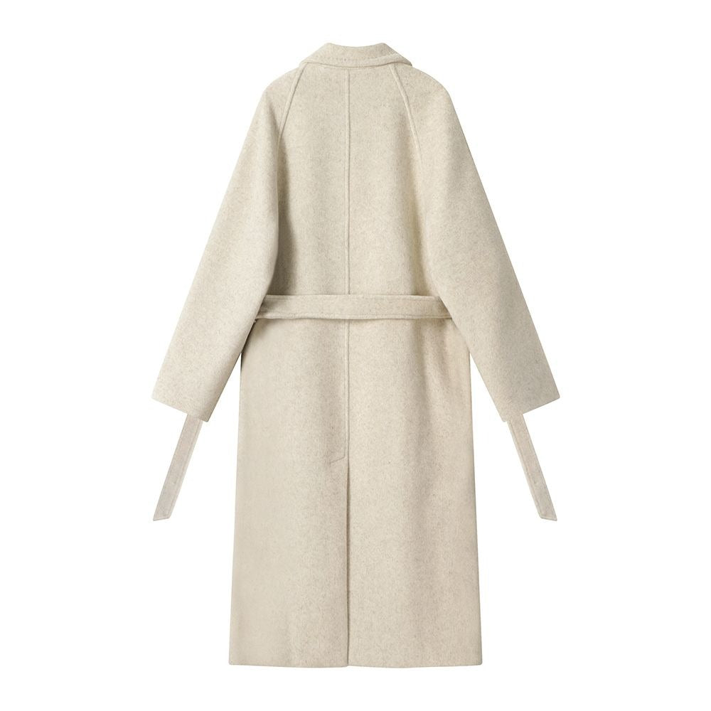 Double Breasted Long Coat with Belt for Women - Lucia