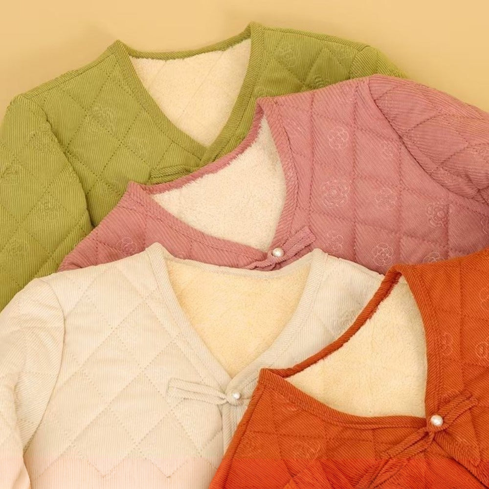 Quilted Fleece Lined Jacket with Pockets for Women - Anita