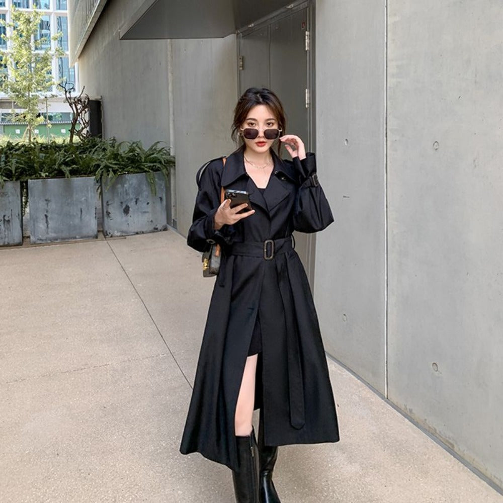 Long Double Breasted Trench Coat for Women - Floriana