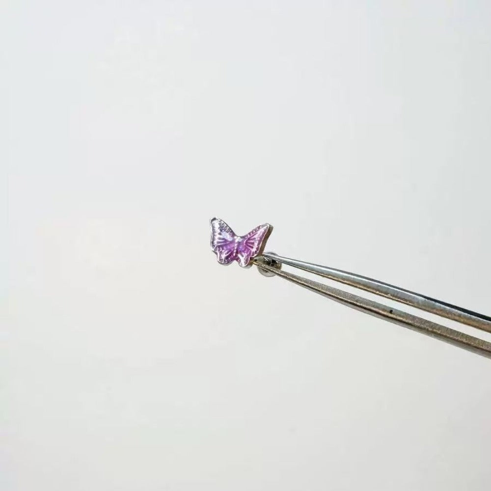 Purple Butterfly Stud and Dangle Earrings Set for Women - Grazia