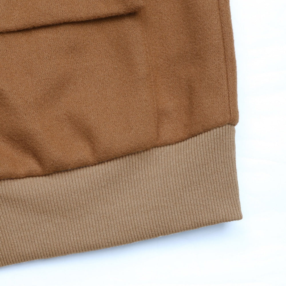 Brown Bomber Jacket with Snap Buttons for Women - Santina